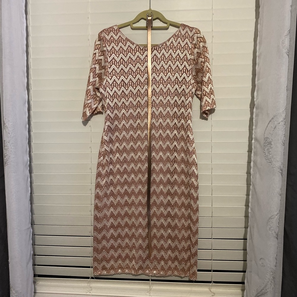 CONNECTED APPAREL Pink chevron dress sz. 12